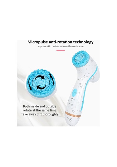 Sones Cnaier Ae-868 Pil İle Çalışan Silikon Ultrasonik Titreşimli Yüz Cilt Bakımı Elektrikli Yüz Temizleyici Mavi