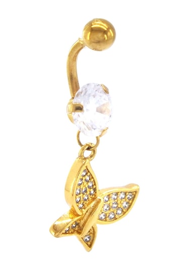 Ferizz Altın Kaplama Zirkon Taşlı Kelebekli Piercing Prc-109 Altın