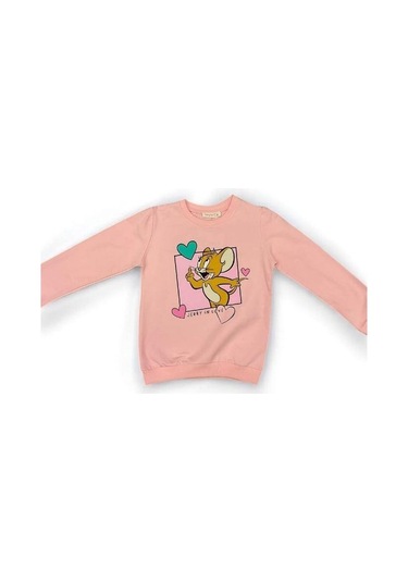 Kız Çoçuk Pamuklu Sweatshirt-15212 Pembe