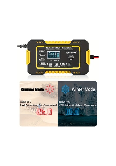 Symbee 12v 6a Akıllı Araç Şarj Cihazı, Agm/gel/sla/ıslak Aküler İçin, Lcd Ekranlı, Sıcaklık Kompanzasyonlu