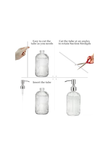 Ximistore9 6 Adet 304 Çelik Sabun Dispenseri Pompa Kafa, 28/400 Standart Ağızlı Şişelere Uygun, 7 İnç 6 Pipetli, Ev Ve Banyo Kullanıma Uygun Gümüş