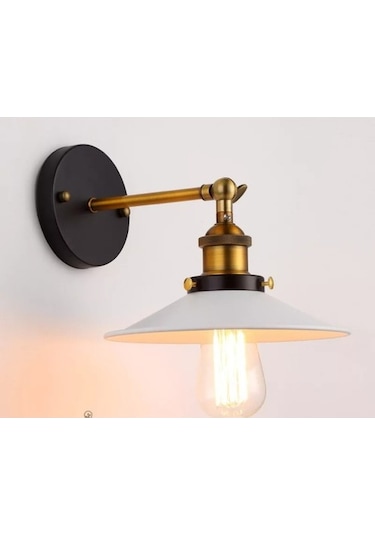 Mylights Retro Rustik Mafsallı Beyaz Zbaşlıklı Metal Aplik Siyah