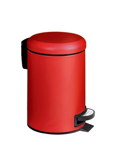 Elit İkili Banyo Seti Kırmızı 3lt Çöp Kovası Tuvalet Fırçası Kırmızı