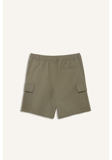 DeFacto %100 Pamuk Regular Kargo Cepli Keten Görünümlü Bermuda Şort E7799AX25SPKH465