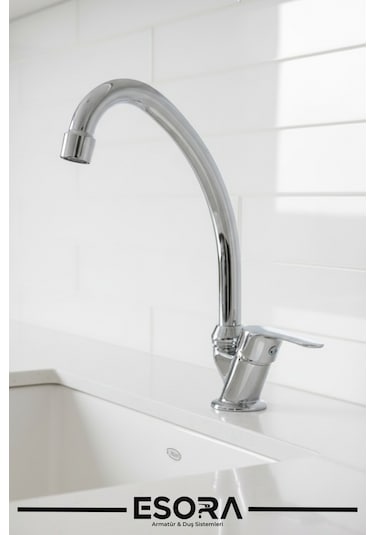 Krom Mermerden Tek Su Çıkışlı Lavabo Bataryası