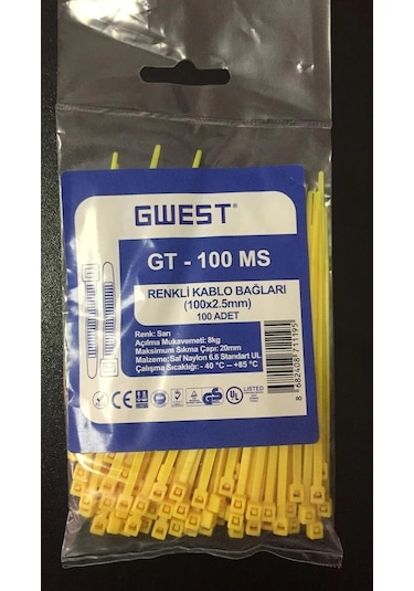 Gwest 2,5x100mm 10cm Renkli Plastik Cırt Kelepçe Kablo Bağı 4renk
