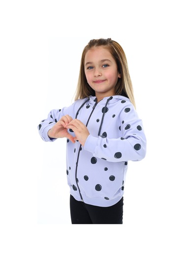 Toontoy Kız Çocuk Baskılı Hırka Mavi