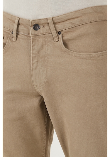 Buratti Pamuklu Comfort Fit Normal Bel Boru Paça Jeans Erkek Kot Pantolon 4412C19Texas Bej