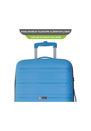 Vegmann Polipropilen Pp Atlas Mavi Büyük Boy Valiz Mavi