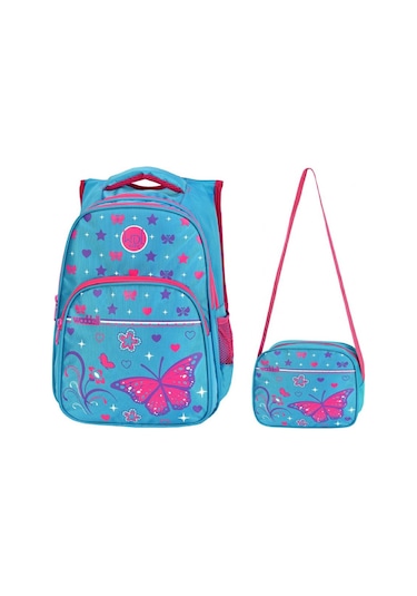 Waddell Çanta Mavi/Pembe Kelebek İlkokul Çantası - Waddell Bag Kı