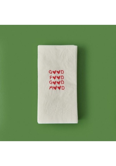 Evidea Kitchen 20'li Kalpli Desen Peçete - Kırmızı / Beyaz - 16x8 Cm