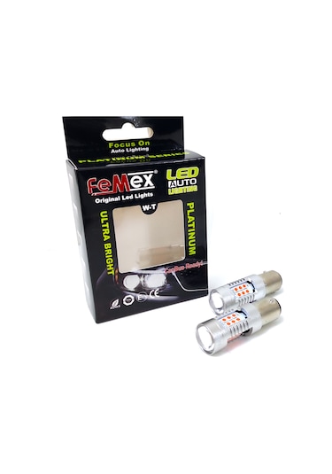 Femex  Platinum P21W-1157-15W- Çift Duy Şaşı Led Ampul Kırmızı Mer