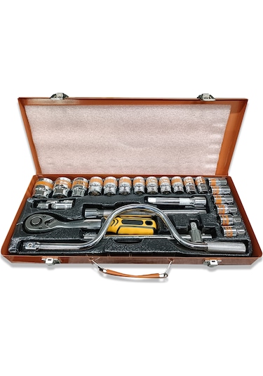 Dorf 1/2 Lokma Seti Metal 6 Köşe Cırcır Kolu Metal Çantalı