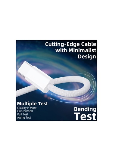 Honeybeeshop 60w Usb C Şarj Kablosu 5 Adet Beyaz Örgülü 100 58cm iPhone Uyumlu 16 Pro Max iPad Uyumlu Samsung Galaxy Uyumlu İçin