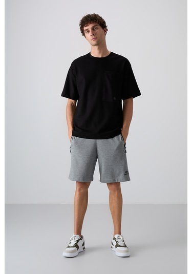 Tommy Life Siyah Pamuklu Kalın Yüzeyi Dokulu Oversize Fit Basic Erkek T-shirt - 88341 001