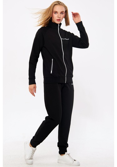Trendhill Siyah Kadın İki İplik Eşofman Takım Edy5532s Siyah