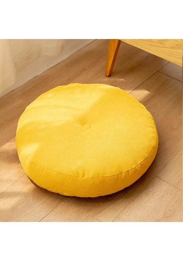 Zemin Koltuk Yastık Düz Renk Meditasyon Yoga İçin Uygun Yuvarlak 47cm-5 Ekru