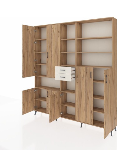 Arges Dolap 17 Raflı 2 Çekmeceli 7 Kapaklı 220x30x243 Çam-çam/aytaşı Atlas Çam/aytası