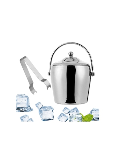 Homyl Barbekü Bar Partisi Için Çift Duvar Buz Kovası İçecek 1.2l Gümüş Çok Renkli