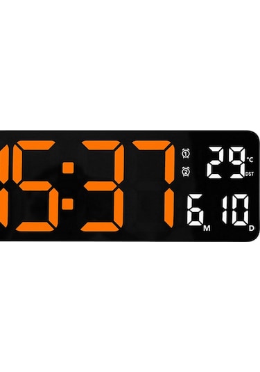 Suntek Modern Takvim Göstergeli Ayarlanabilir Parlaklık Dijital Duvar Saati Turuncu