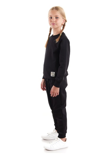 Ahengim Kız Çocuk Back To School Pamuklu Trend Eşofman Takımı Ak2529 Siyah