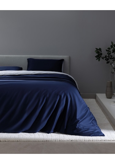 Madame Coco Coyne Tek Kişilik %100 Pamuk Baskılı Saten Nevresim Takımı - Lacivert Lacivert