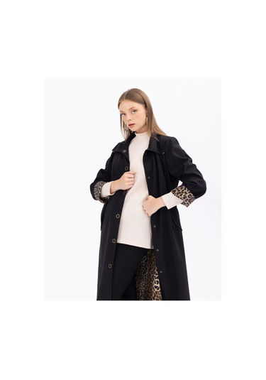 Gala-xi Büyük Beden Siyah Kadın Trençkot 2321901008 Siyah