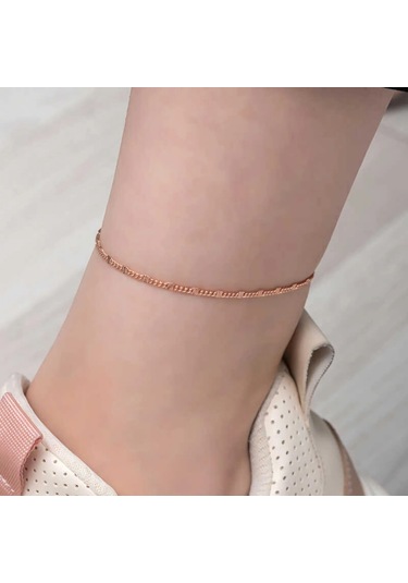 925 Ayar Gümüş Rose Kalemli Halhal T8109 599599 A - Gümüş