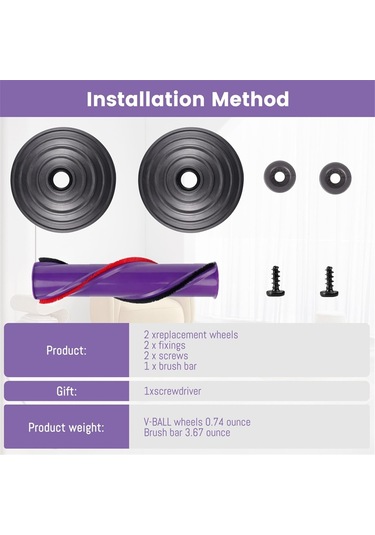 Sointeresting V10 Sv12 Elektrikli Süpürge Motor Başlığı Parçaları İçin Bilyalı Tekerlek Silindir Fırça Takımı Yedek Parçası, Doğrudan Tahrikli Motor Başlığı İçin