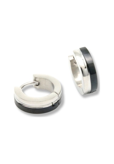 Ocean Pole Çelik Siyah Küpe Gümüş