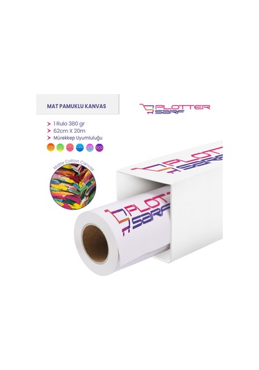PlotterSarf® Cotton Kanvas Matt % 100 Pamuk Tuval 380G 62 CM x 20