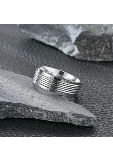 Gümüş Yeni Ürün Titanyum Çelik Erkek Yüzük Moda Mizaç İş Tarzı Çift Yüzük Gandal Takı 12 Gümüş