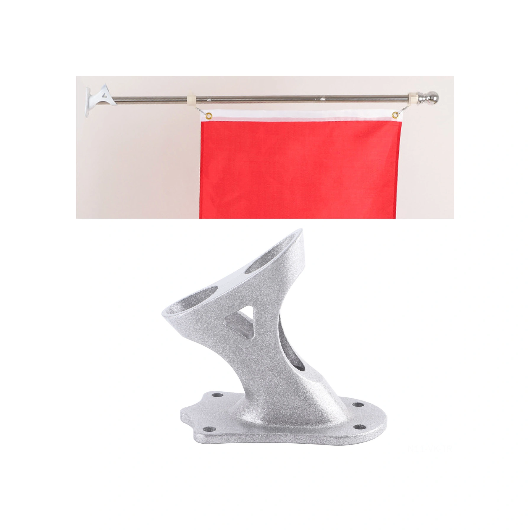 Vkemall Alüminyum Bayrak Direği Tutucu, Çift Delikli 45 Derece, Pas Koruyucu, Dış Mekan Sabitlenmesi, Ev/ Balkon/ Duvar Uygulaması