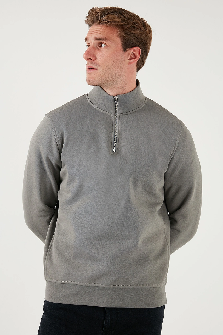 Buratti Pamuklu Regular Fit Dik Yaka 2'Li Paket Erkek Sweat 59052592S2 Açık Haki-Koyu Gri