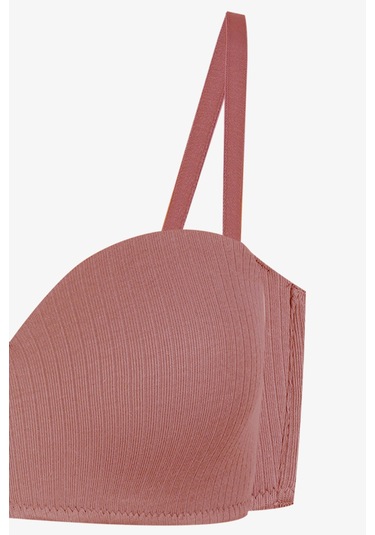 Kadın Dolgusuz Pamuklu Fitilli Straplez Sütyen Karamel