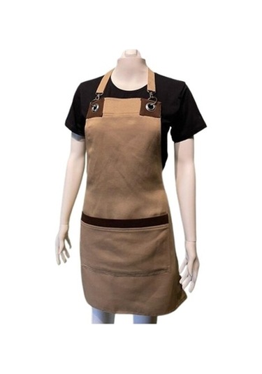 Krem Boyundan Askılı Belden Bağlamalı Önlük Krem