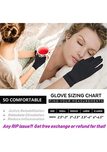 Happychildhood Artrit Sıkıştırma Eldivenleri Kadın Erkek El Ağrısını Giderir Yazma Için Eldiven Eklemler Için Destek Günlük Destek S Siyah