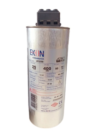 Ekon 25 Kvar Silindir Kondansatör 400V Trifaze