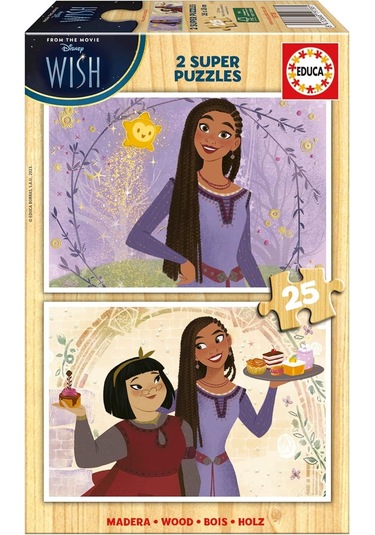 Educa 2x25 Parça Disney Wish Kız Çocuk Ahşap Puzzle 3-5 Yaş 1 Adet