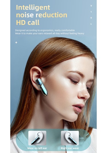 V19s Bluetooth 5.0 İş Tarzı Parmak İzi Dokunmatik Bluetooth Kulaklık Pembe