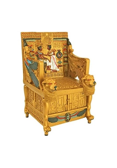 Toscano Mısır Dekorlu Takı Kutusu - King Tut Golden Thron Jewelry Box - Mısır Heykelleri