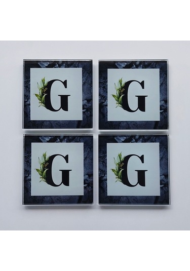 Decorita Cam Bardak Altlığı G Harfli Tasarım 4'lü Takım 10 x 10 CM Çok Renkli