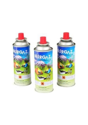 Nurgaz 220 Gr Mini Gaz Yedek Kartuş Kamp Gazı 3 Adet Çok Renkli