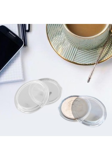 Suntek 100 Adet Temizle Coin Kapları Konteynerler Kutuları 20mm