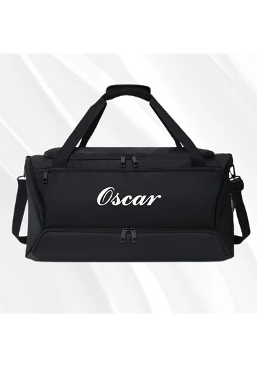 Sandwich Motion003 Kişiselleştirilebilir Büyük Kapasiteli Spor Bagaj Çantası Islak Kuru Bölmeli Siyah Siyah