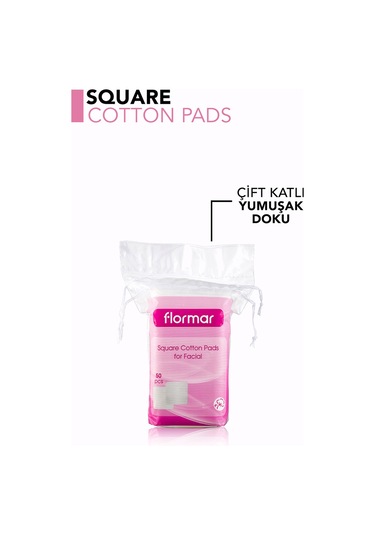 Flormar Makyaj Temizleyici Yüz Pedi - Square Cotton Pads For Facial 50 Adet 8690604175048