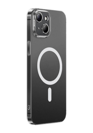 İphone 14 Uyumlu Kılıf Magsafe Şarj Özellikli Toz Önleyici Zore Helo Kapak-şeffaf