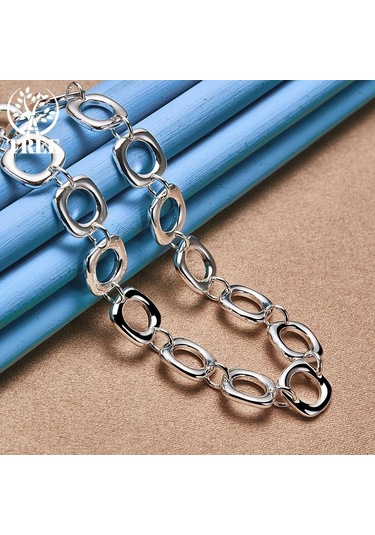 925 Ayar Gümüş Kare Yuvarlak Zincir Kolye Takı