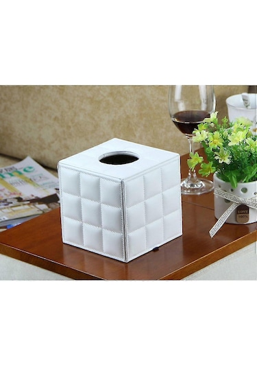 Kare Mendil Kutusu Tutucu Dekoratif Deri Mendil Kutusu Tutucu Modern Mendil Kutusu Banyo Lavabo Tezgahı İçin
