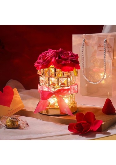 Pazly Rose Rubik Küp Atmosfer Masa Lambası - Anne Günü Hediyesi Açık Mavi Açık Mavi